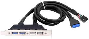 Cablecc Internal Four USB2.0 & USB 3.0 Female Mount Panel to Motherboard 9pin 19pin 20pin Baffle Cable with PCI Bracket 50cm