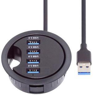 Cablecc USB 3.0 Hub 4 Port USB 60mm Desk Grommet Splitter Dock Station Interface for Desktop PC Desk