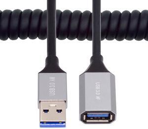 Cablecc USB 3.0 Type-A Male to USB3.0 A Female Stretch Coiled Cable 100cm Extension 5Gbps for Disk SSD Camera Data