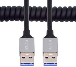 Cablecc USB 3.0 Type-A Male to USB3.0 A Male Stretch Coiled Cable 100cm Extension 5Gbps for Disk SSD Camera Data