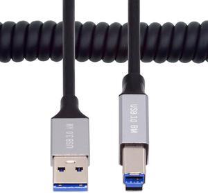 Cablecc USB 3.0 Type-A Male to USB3.0 Type-B Male Stretch Coiled Cable 100cm Extension 5Gbps for Disk Printer Camera Data