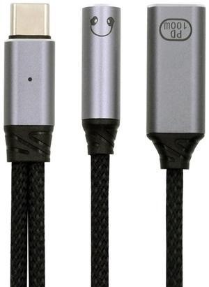 Cablecc USB-C Type-C Male to 3.5mm Female Audio DAC AUX Music 16bit 48kHz & 100W PD Power Cable for Laptop Tablet Phone