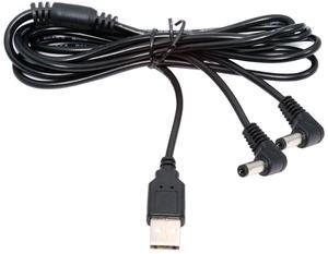 Cablecc USB Type-A Male to Dual 5.5x2.1mm DC 5V Power Plug Splitter Right Angled 90 Degree Connector Charge Cable