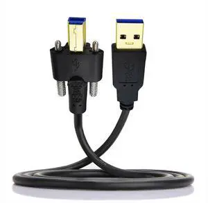 Cablecc USB 3.0 Type-A Male to Type-B Thumbscrew Standard Male Mount Panel Type for Industrial Camera Robot Scanner Disk