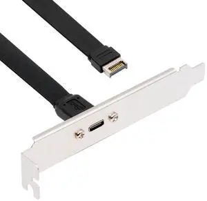Cablecc USB 3.2 Type-E IDC 20Pin Front Panel Header to USB-C Type-C Female Extension Cable 20Gbps with Panel Mount Screw
