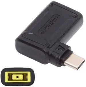 Cablecc 140W 100W Rectangle Jack Thinkpad X1 Input to USB-C Type-C Angled 90 Degree Power Plug Charge Adapter for Laptop Phone