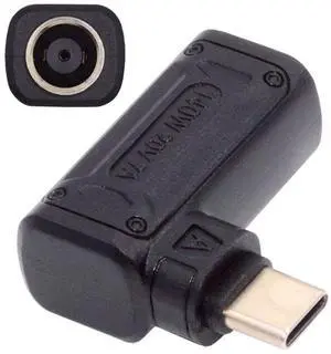 Cablecc 140W 100W DC Jack 7.9x5.4mm Input to USB-C Type-C Angled 90 Degree Power Plug Charge Adapter for Laptop Phone