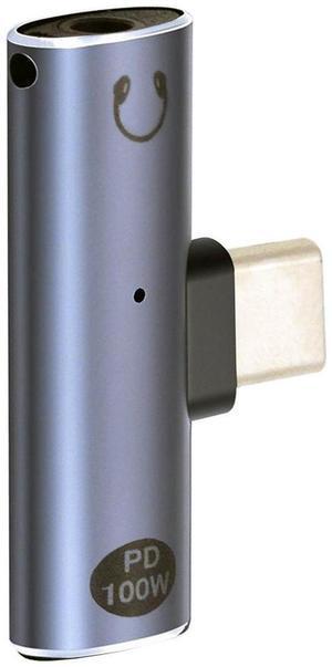 Cablecc USB-C Type-C to 3.5mm Audio DAC AUX Music 16bit 48kHz & 100W PD Power Adapter for Laptop Tablet Phone
