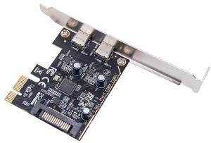 Cablecc USB3.1 Gen1 5Gbps Dual Type-C USB-C Female to PCI-E Express 1x Card Adapter ASM1042 with Low Profile Bracket