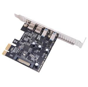 Cablecc USB3.1 Gen1 5Gbps Dual Type-A & Type-C USB-C Female to PCI-E Express 1x Card Adapter uPD720201 with Low Profile Bracket