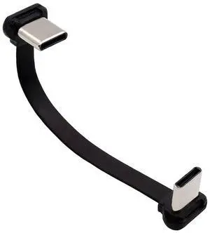 Cablecc USB-C Type C to USB-C Ultra Slim Flat Power USB2.0 Data Cable Angled Connector 65W Fast Charge for Laptop Tablet Phone