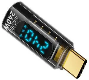 Cablecc 240W Type-C Smart LED Display USB4 Male to Female Extension Adapter USB4.0 40Gbps Current Voltage Monitoring Tester Detector