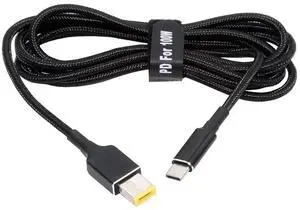 Cablecc 100W Type C USB-C Input to Rectangular Jack Output Power 20V 5A 65W PD Charge Cable for Thinkpad X1 Legion Y7000P Laptop