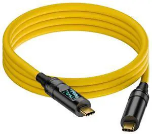 Cablecc 1.0M Smart LED Display USB-C USB4 Cable 20Gbps 100W 8K for Laptop Disk Phone Type-C Male to Male Cable Power & Data