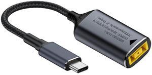Cablecc Rectangle Jack Thinkpad X1 Input to USB-C Type-C Power 140W Charge Cable for Laptop Phone PD9V 5V 20V 7A