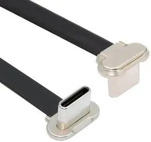 Cablecc Angled USB-C Type C to USB-C Ultra Slim Flat Power USB2.0 Data Cable 65W Fast Charge for Laptop Tablet Phone