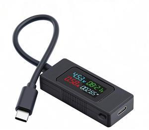 Cablecc Type-C Voltage Current Power Capacity, Working Time Ammeter Voltmeter USB Cable Charger Detector USB-C Tester 4-30V 0-6.5A Digital Multimeter