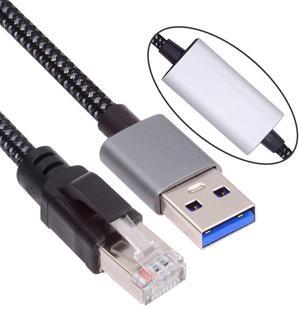 Cablecc USB to Ethernet Cable USB3.0 Type-A to RJ45 Male Cord Directly Connected 1000Mbps Gigabit LAN Network Compatible with USB2.0