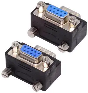 Cablecc 2pcs/lot Up & Down Angled 90 Degree RS232 D-Sub 9Pin Screw Type Male to Female Nut Type Extension Adapter