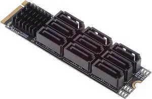 Cablecc NGFF NVME M-Key PCI Express M.2 to 9 Ports SATA 3.0 6Gbps Adapter Converter Hard Drive Extension Card 2280 for NAS Computer