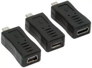 Cablecc 3pcs/set USB-C Type-C Micro Mini USB Female to Camera Mini 8P Data Power Adapter for Coolpix UC-E6 UC-E16 UC-E17 DSC-W DMC-S EX-Z