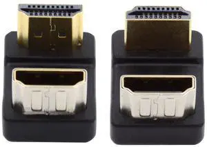 Cablecc 2pcs/lot Up & Down HDMI 1.4 Male Type-A to HDMI Female Port Saver 360 Degree Opposite U Shape Back Angled Extension Adapter