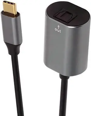Cablecc Type-C to SPDIF Toslink Optical Audio Jack Opt USB-C Male to Digital Optical Fiber Optic Sound Interface Female Adapter Wire for Laptop Desktop