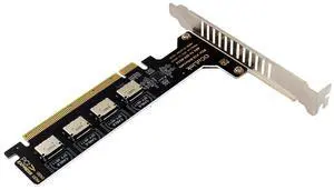Cablecc PCI-Express 4.0 PCIE 16x Detachable to Four Oculink SFF-8612 SFF-8611 Internal VROC Raid0 Adapter for U.2 SSD eGPU External Graphics Card Dock