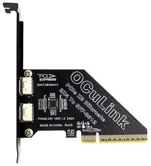 Cablecc PCI-Express 4.0 PCIE 8x Detachable to Dual Oculink SFF-8612 SFF-8611 VROC Raid0 Adapter for U.2 SSD eGPU External Graphics Card Dock