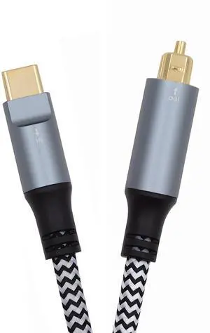 Cablecc Type-C to SPDIF Toslink Optical Audio Cable Opt Male USB-C to Digital Optical Fiber Optic Sound Interface Male Adapter Wire for Desktop Laptop