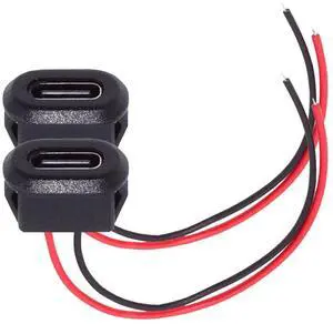 Cablecc 2pcs/set DIY OEM Type-C USB-C Female Socket to 2Pin Open Cable Latch Mount Type DC 5V Power