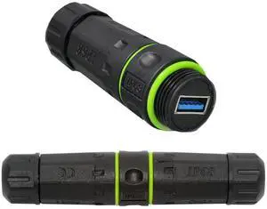 Cablecc M20 Locking IP68 Waterproof Type-A USB3.0 5Gbps USB-A Female to USB-A Female Extension Adapter Coupler