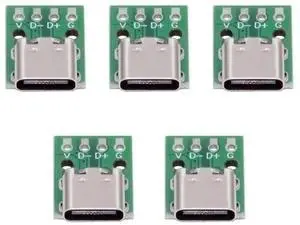 Cablecc 5pcs/set DIY OEM Type C Female Socket Connector to PCBA 4Pin USB2.0 Pinout DC 5V Power