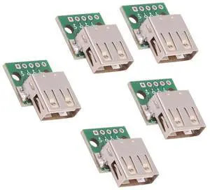 Cablecc 5pcs/set DIY OEM USB2.0 Type-A Female Receptacle Socket Connector with PCB Mounting Assembly Solder Type 480Mbps