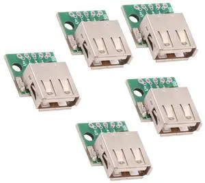 Cablecc 5pcs/set DIY OEM USB2.0 Type-A Female Receptacle Socket Connector with Flange PCB Mounting Assembly Solder Type 480Mbps
