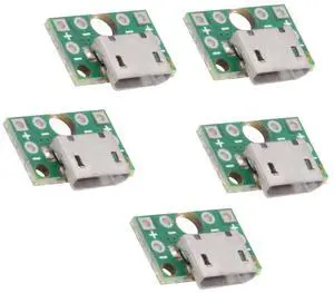 Cablecc 5pcs/set DIY OEM USB2.0 Micro-B Female Receptacle Socket Connector with PCB Mounting Assembly Solder Type 480Mbps
