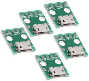 Cablecc 5pcs/set DIY OEM USB2.0 Micro-B Female Receptacle Socket Connector with Flange PCB Mounting Assembly Solder Type 480Mbps