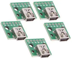 Cablecc 5pcs/set DIY OEM USB2.0 Mini-B Female Receptacle Socket Connector Horizontal with PCB Mounting Assembly Solder Type 480Mbps