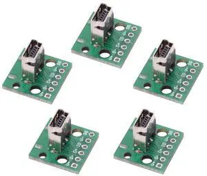 Cablecc 5pcs/set DIY OEM USB2.0 Mini-B Female Receptacle Socket Connector Vertical with PCB Mounting Assembly Solder Type 480Mbps
