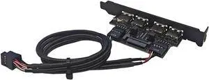 Cablecc Internal Four USB2.0 Female Mount Panel to Motherboard 9pin Baffle Cable with Extral SATA Power and 12cm Bracket
