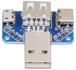 Cablecc USB2.0 1-to-3 Power Type-A Male To Female Type-A & Micro USB & USB-C Type-C Adapter PCBA