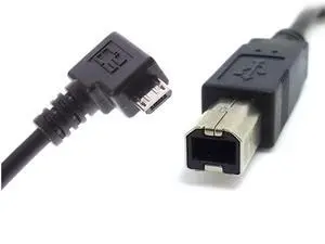 Cablecc Right Angled 90 Degree Micro USB OTG to Standard B Type Cable for Printer Scanner Disk Lectronic Musical Instrument Midi Keyboard (30cm)