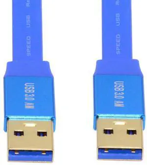 Cablecc Ultra Flat Slim USB 3.0 Type-A Male to USB3.0 A Male Cable Extension Blue 5Gbps for Disk SSD Camera Data