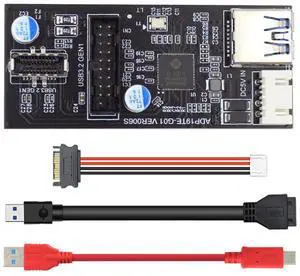 Cablecc Type-C USB-C & 19/20Pin Header to USB 3.0 20Pin & Type-E Dual Ports Female PCBA Type Adapter Splitter HUB 5Gbps
