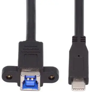 Cablecc USB 3.0 Type-B Female to USB3.0 Type-C Male Cable Extension 5Gbps for Disk SSD Camera Data 30cm