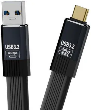 Cablecc USB3.1 Type-A Male to Type-C Male 10Gbps Flat Slim FPC USB-C Data Power Cable 5V3A for Laptop Phone Disk (50cm)