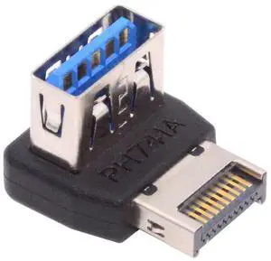 Cablecc USB 3.1 Front Panel Header Male Type-E to Type-A USB3.0 Female Data Adapter Up Angled 90 Degree for Motherboard
