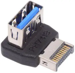 Cablecc USB 3.1 Front Panel Header Male Type-E to Type-A USB3.0 Female Data Adapter Down Angled 90 Degree for Motherboard