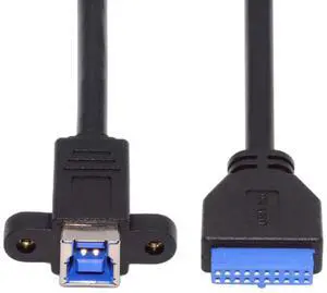 Cablecc USB 3.0 Type-B Female to USB3.0 20Pin IDC Header Male Cable Extension 5Gbps for Disk SSD Camera Data 30cm