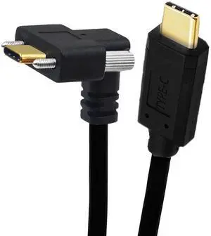 Cablecc USB3.1 Type-C Male to Dual Thumbscrew Locking USB-C Vertical 90 Degree Up Down Angled 10Gbps Data Cable Panel Mount Type